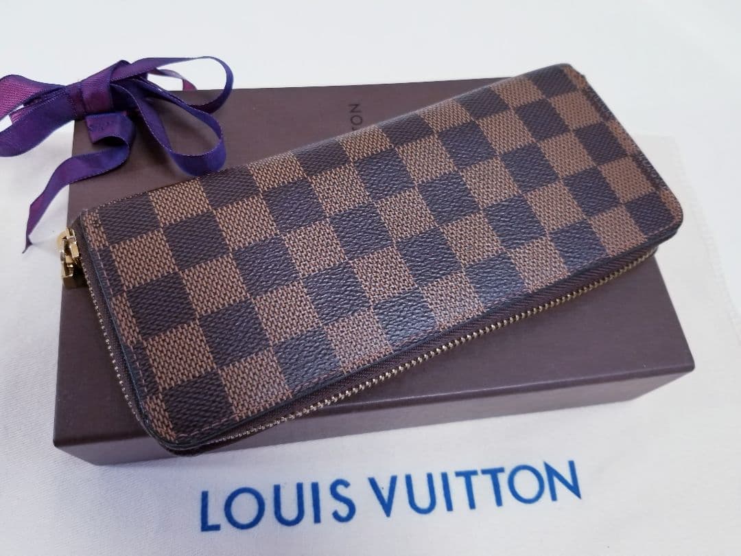 【美品】ルイヴィトン ダミエ ポルトフォイユクレマンス ラウンドファスナー