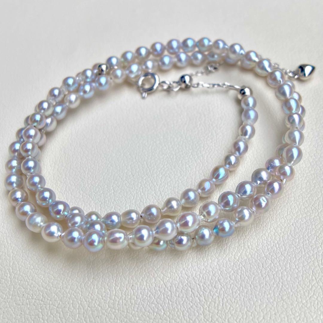 本真珠あこや真珠　ナチュラルカラー3.4㍉s925ネックレスBEN915