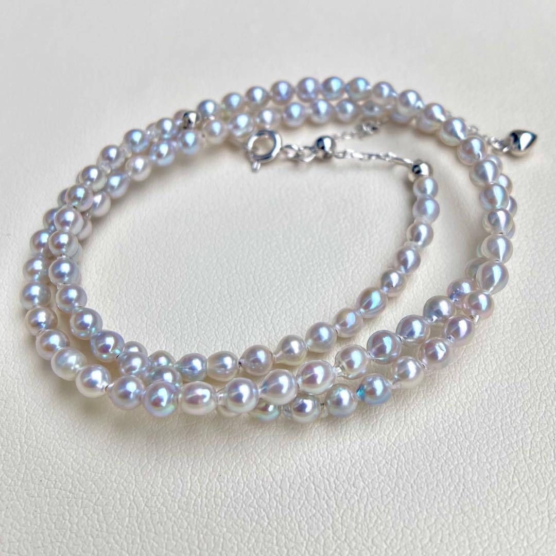 本真珠あこや真珠　ナチュラルカラー3.4㍉s925ネックレスBEN915