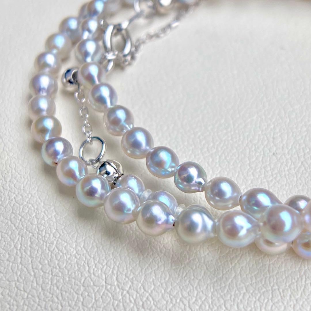 本真珠あこや真珠　ナチュラルカラー3.4㍉s925ネックレスBEN915