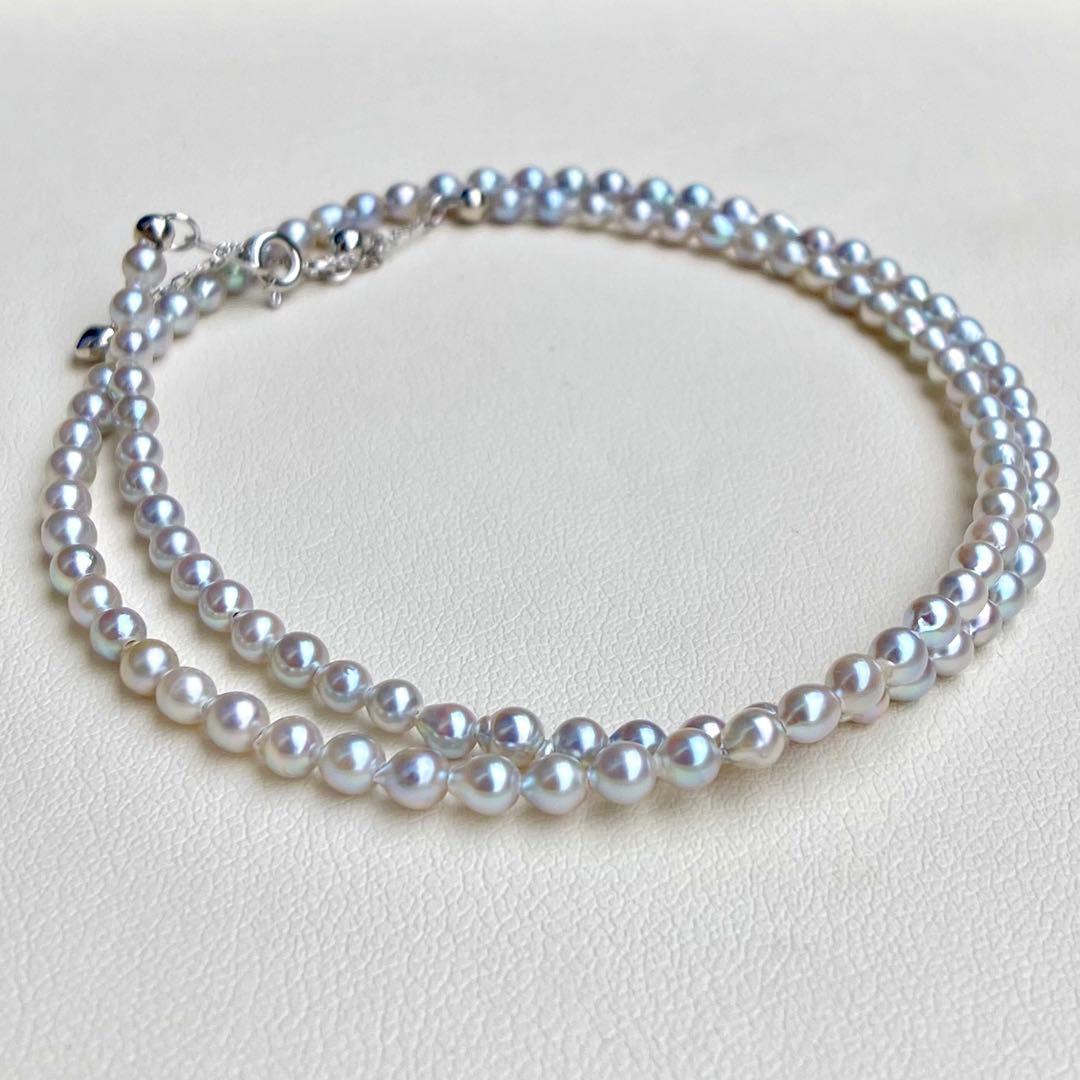 本真珠あこや真珠　ナチュラルカラー3.4㍉s925ネックレスBEN915