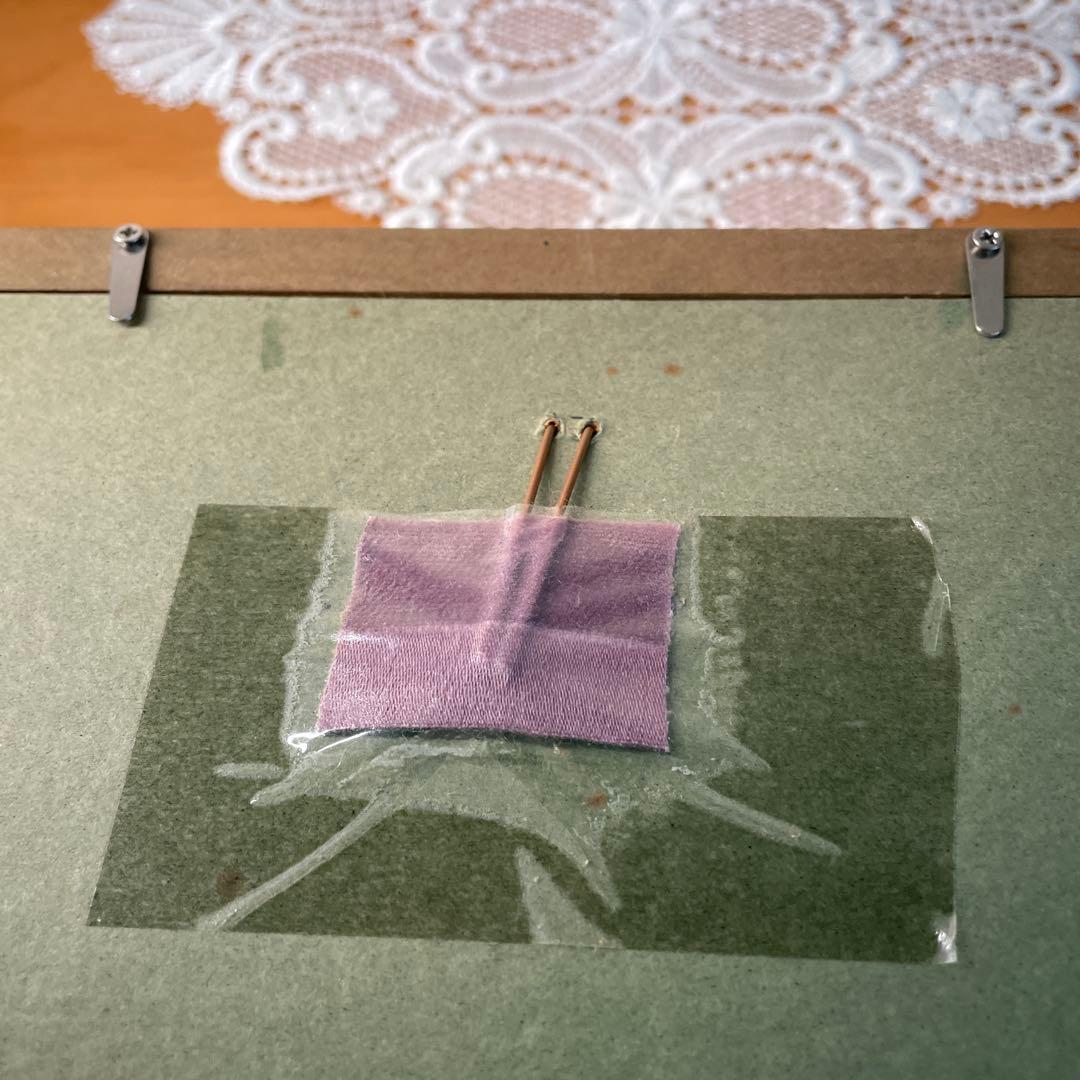 アンティークの額 青い天使の絵柄陶器プレート