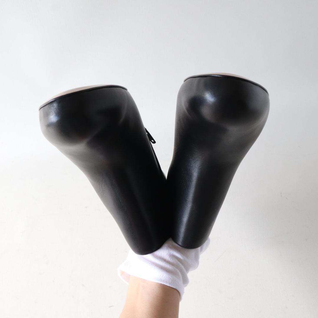 未使用ファビオルスコーニ　サイドジップブーティ黒37 24cm　8.5cmヒール