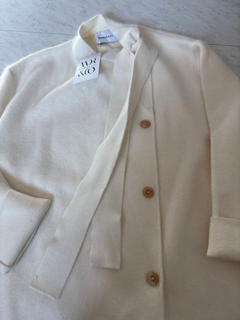 リボン付きアイボリーオーバーサイズニット新品未使用タグ付き