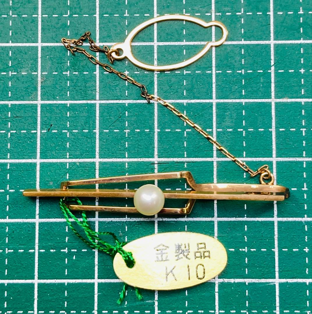 と*ん様 4g≫新品【K10】★本真珠★ネクタイピン /タイバー★　#レアもの‼