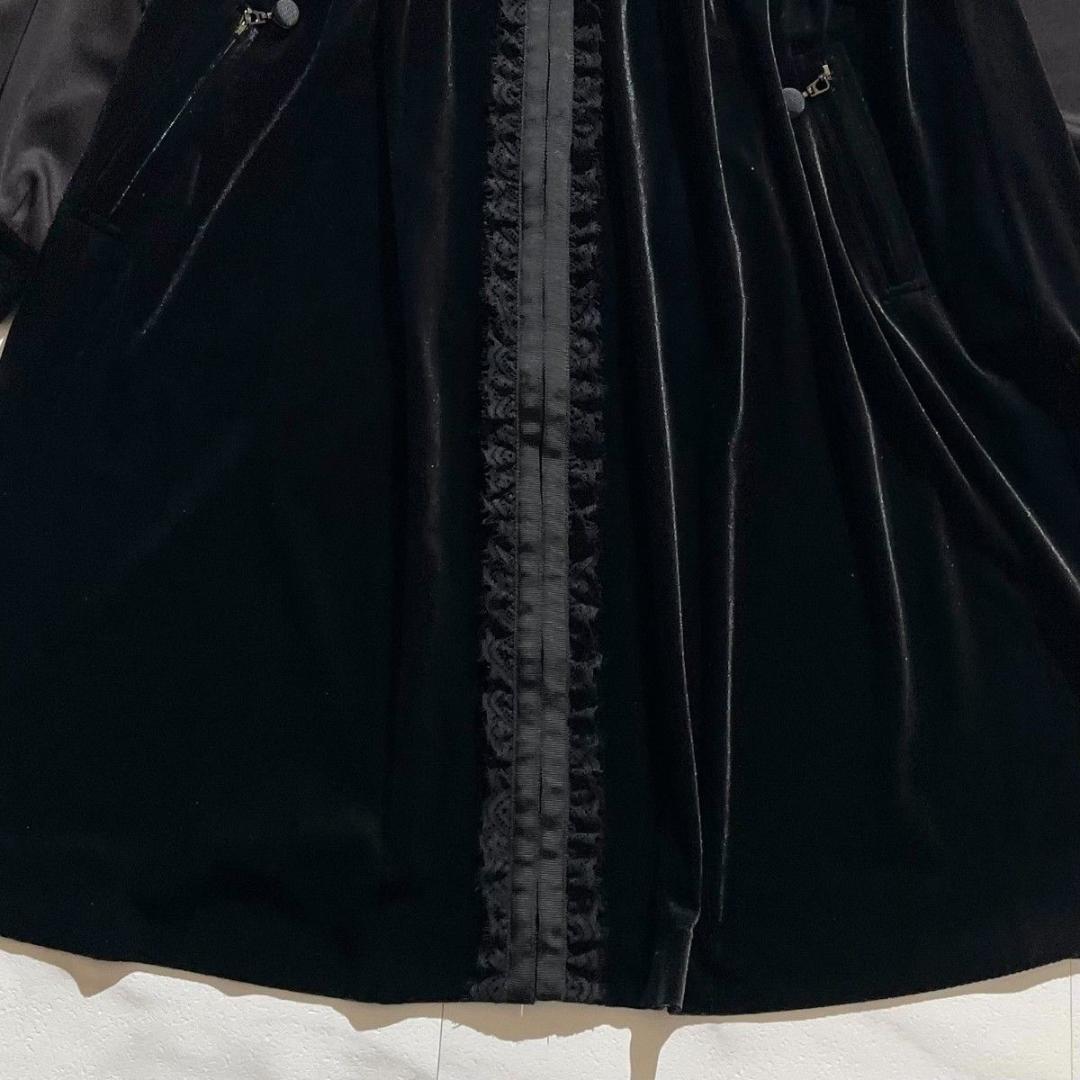 スーパービューティー　ワンピース　ロングパーカー　ベロア　リボン　黒 長袖