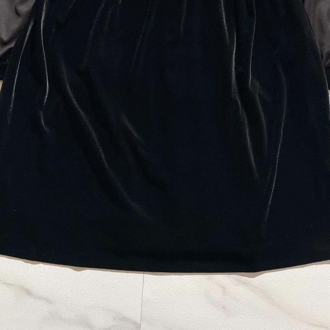 スーパービューティー　ワンピース　ロングパーカー　ベロア　リボン　黒 長袖