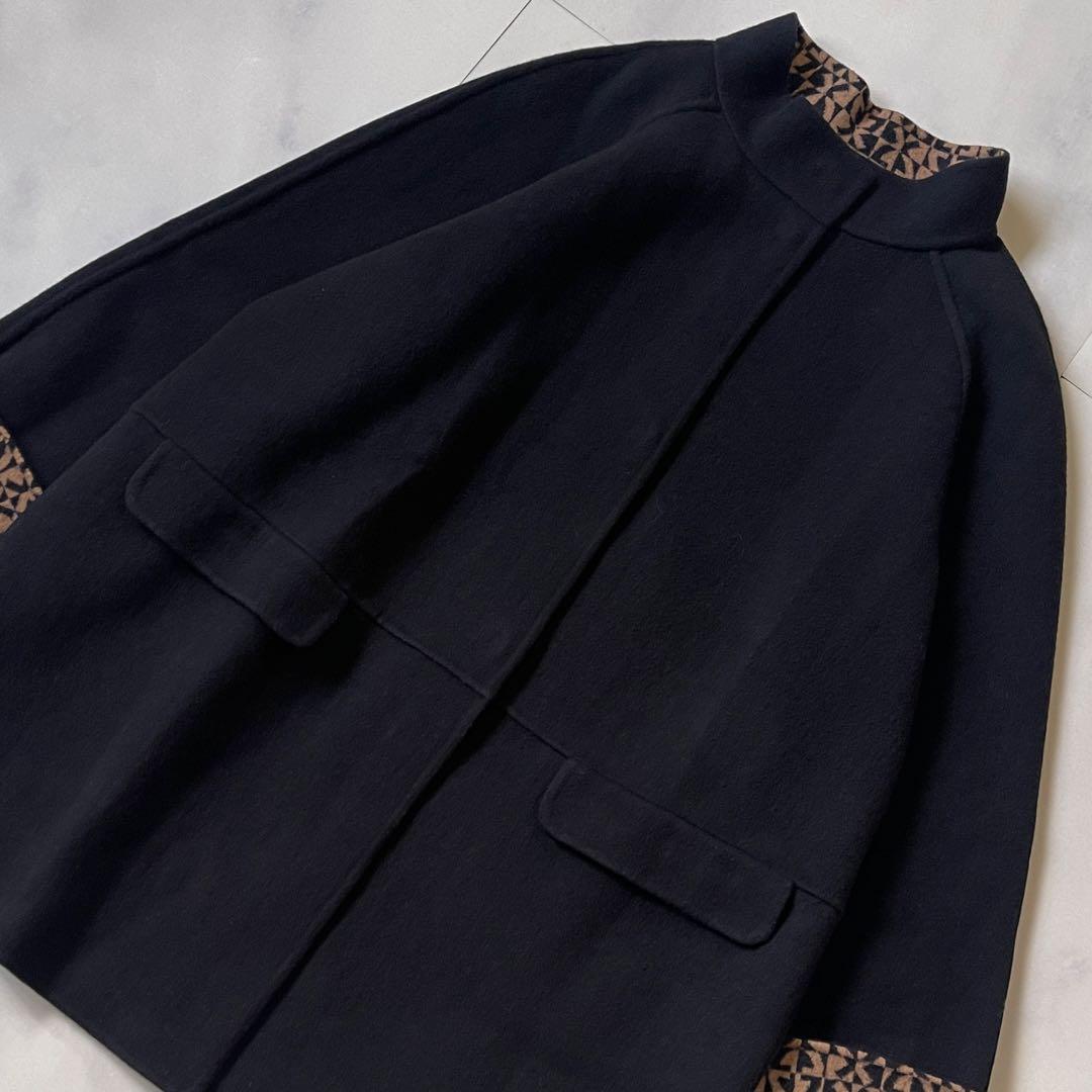 レオナール　リバーコート ウールコート オーバーサイズ ４０ 裏 ロゴ 総柄 L