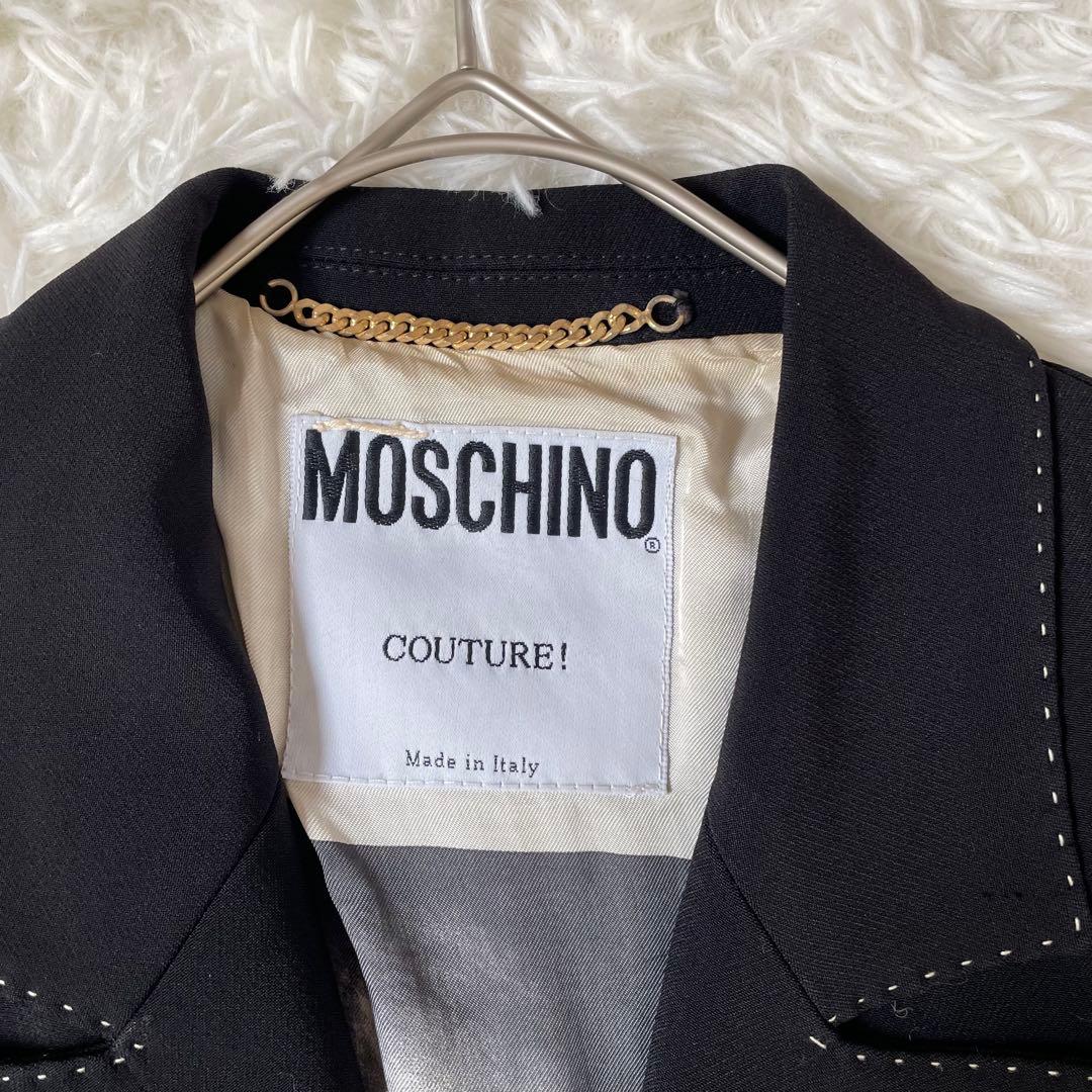 MOSCHINO AEFFE SPAステッチテーラードジャケット　黒◆A485