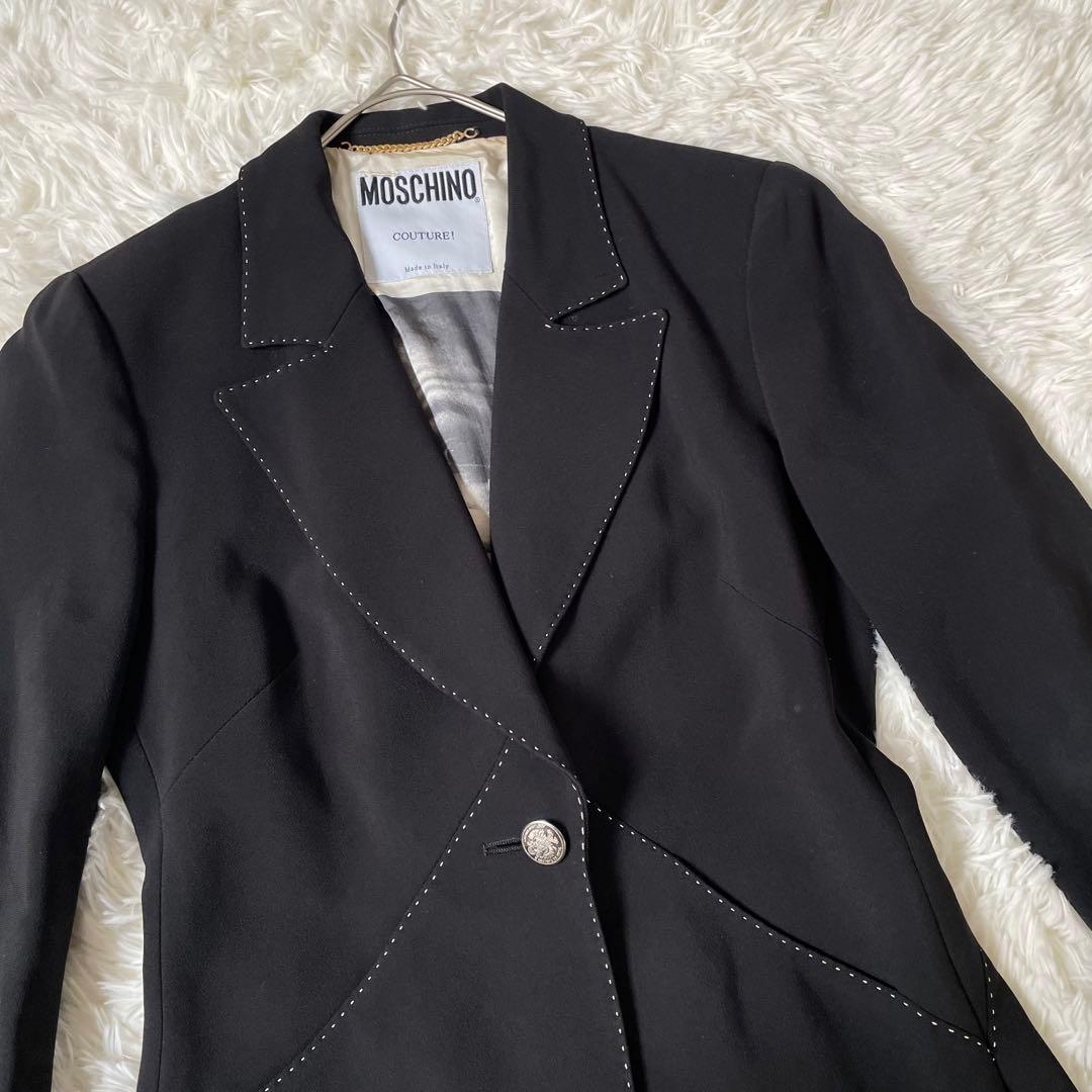 MOSCHINO AEFFE SPAステッチテーラードジャケット　黒◆A485