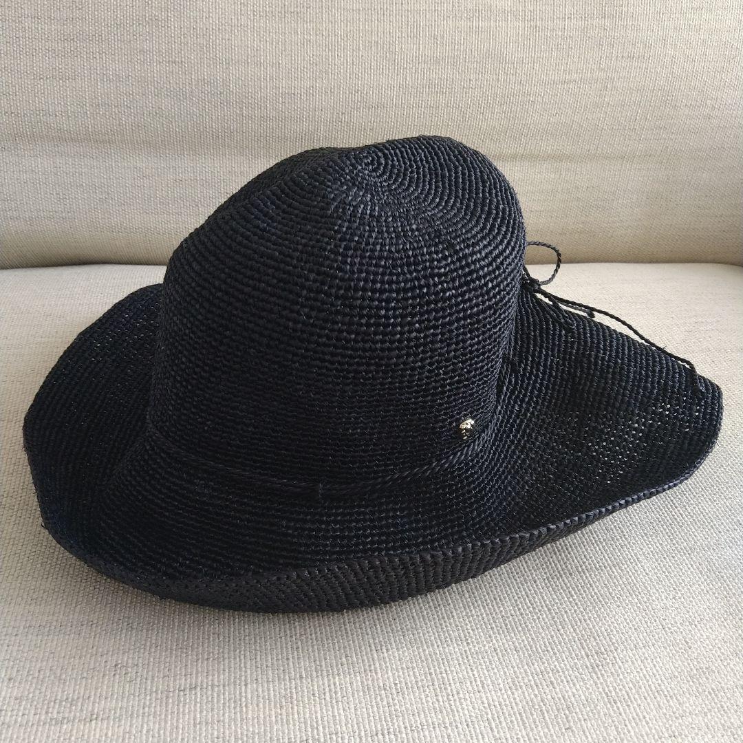 ★新品未使用★ヘレンカミンスキーラフィア帽子　ブラック