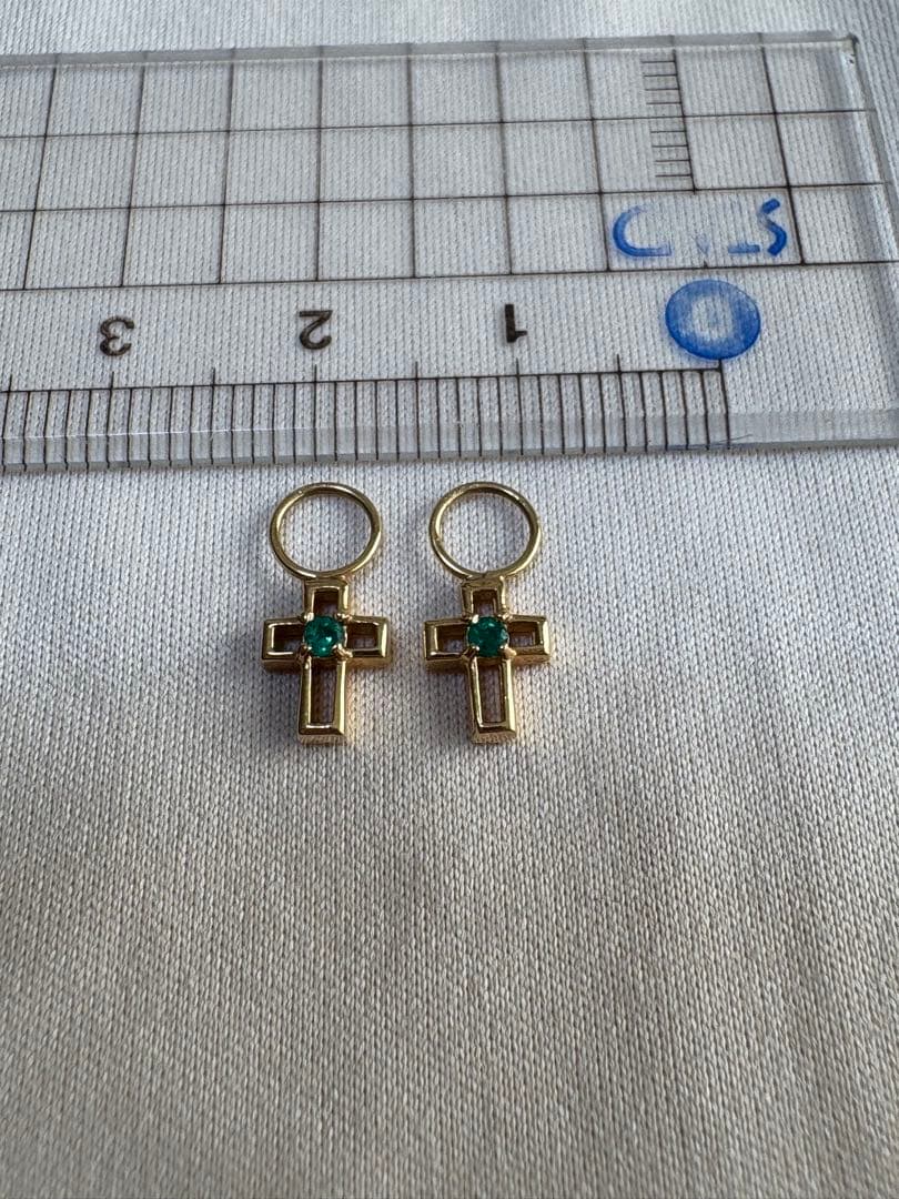 GSTV チャーム18K エメラルド ピアス ピアリング