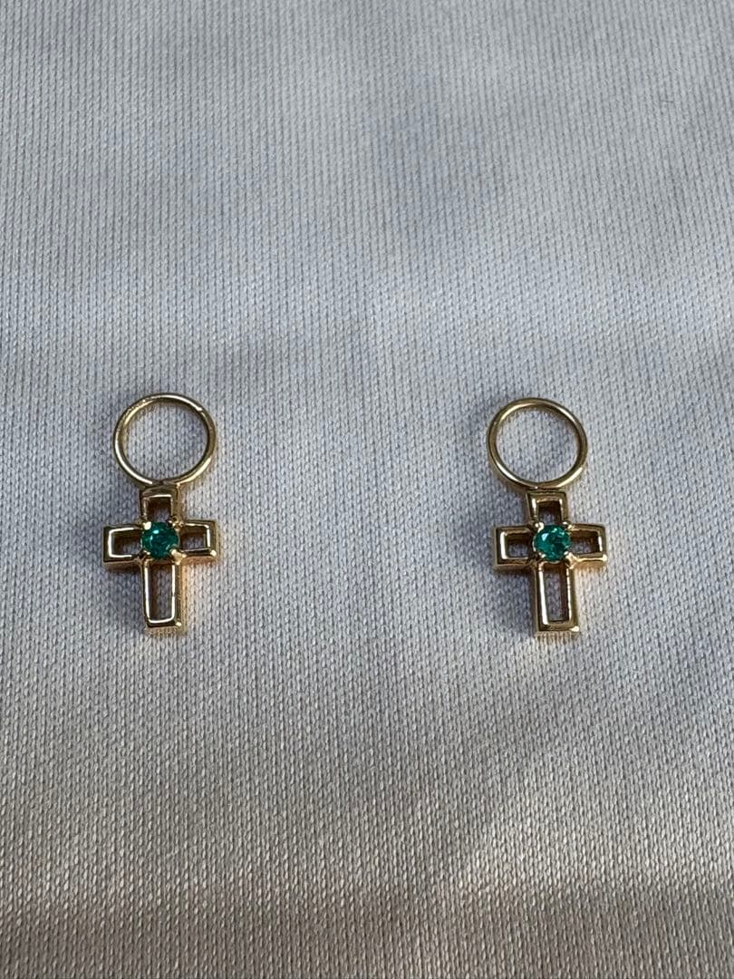 GSTV チャーム18K エメラルド ピアス ピアリング