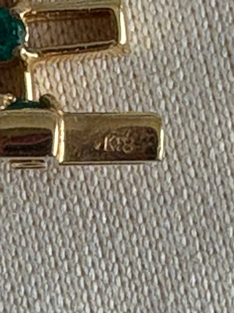 GSTV チャーム18K エメラルド ピアス ピアリング