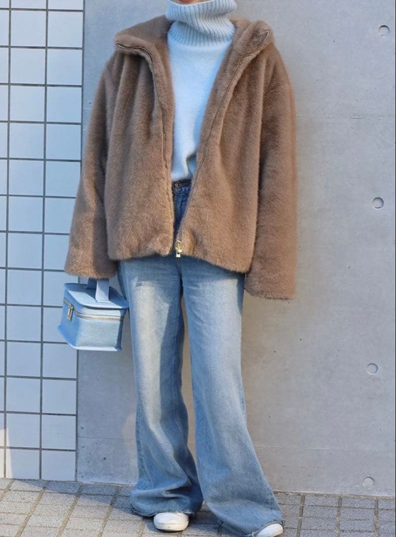 SLOBE IENA FAKEファーフードブルゾン　ベージュ　完売