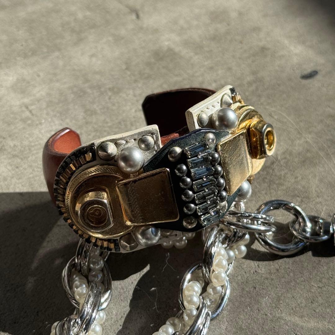 COFFY レザー メタル 装飾バングル ブレスレット