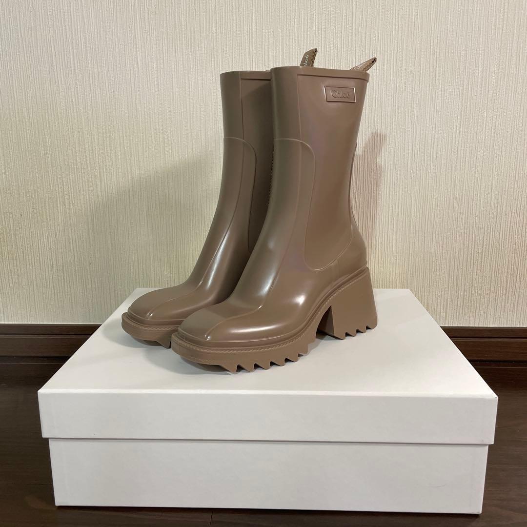 【新品・未使用】Chloé ベージュ レインブーツ 38