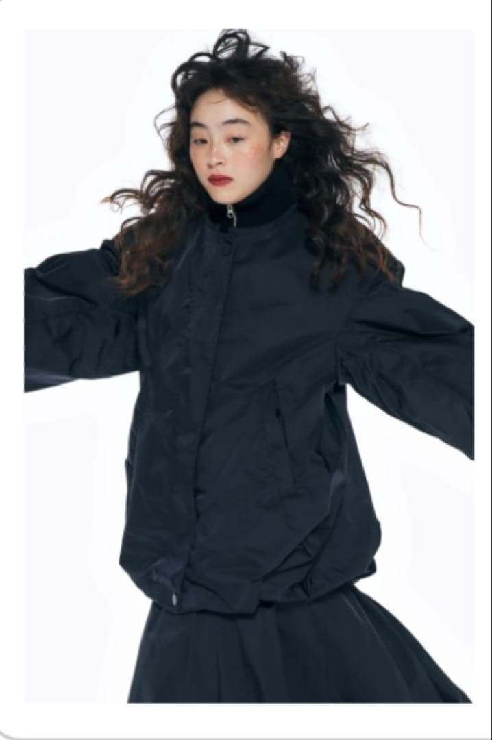 エンフォルド　ニットレイヤードバルーンコート　38 ブラック