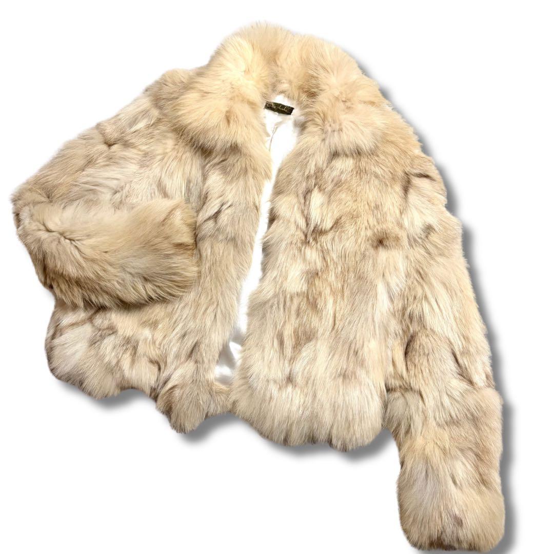 美品/近代モデル✨ブルーフォックス クロップド丈 リアルファーコート 毛並み◎