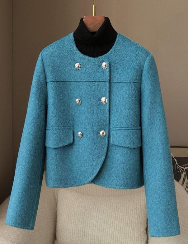 新品☆優しい雰囲気のカシミヤ混ウール ジャケット レディースハーフ丈コート