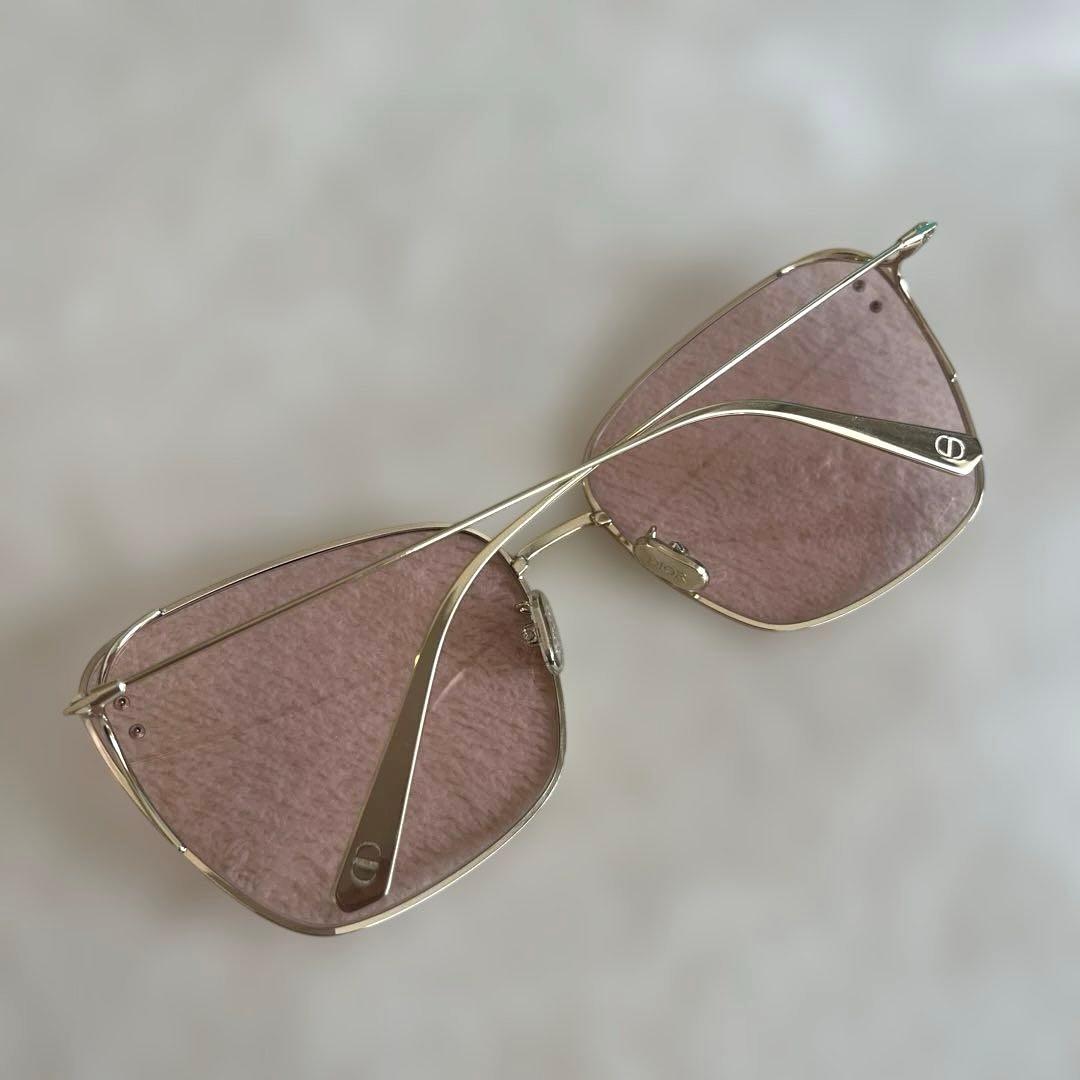 【未使用級】Dior ディオール　スクエアメタル サングラス ゴールドフレーム