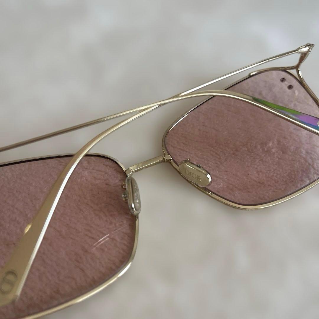 【未使用級】Dior ディオール　スクエアメタル サングラス ゴールドフレーム