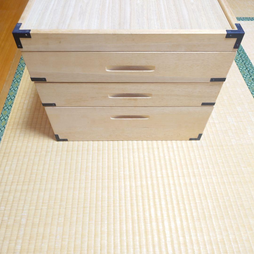 【美品】桐箱3段　蓋付き桐ケース　着物 衣装箱 収納ケース 和家具