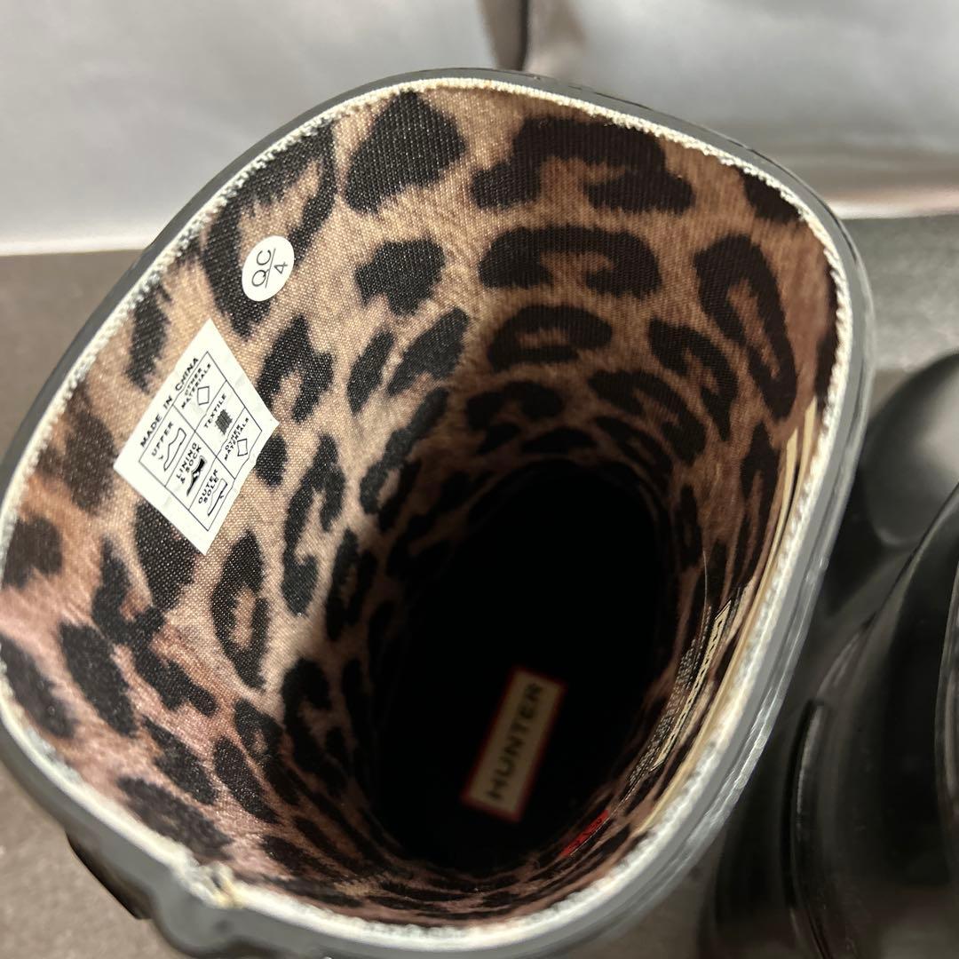 美品 HUNTER ハンター レオパード レインブーツ ショートブーツ UK3