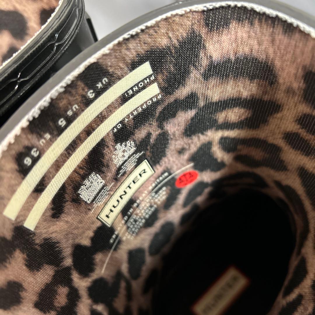 美品 HUNTER ハンター レオパード レインブーツ ショートブーツ UK3