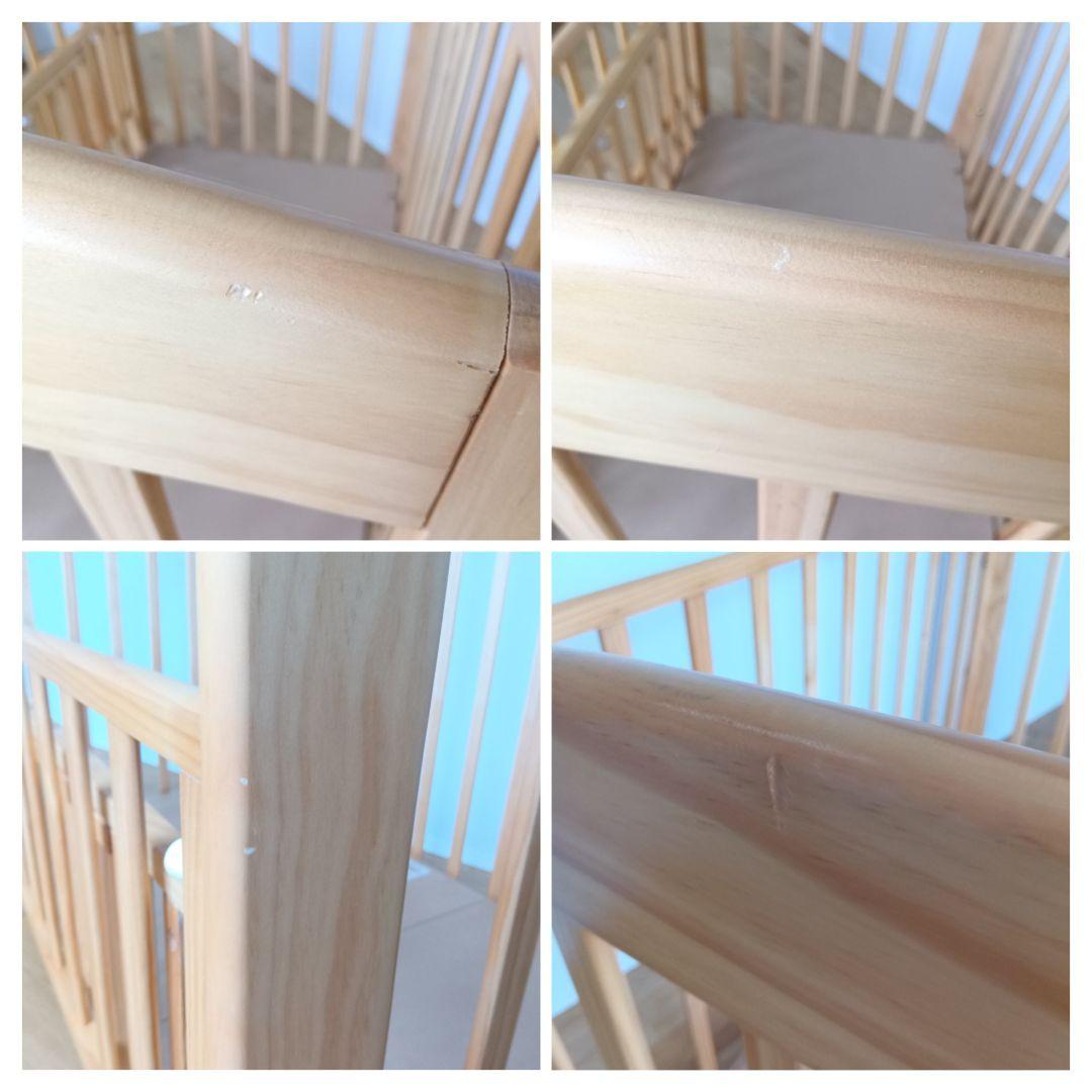 【美品】KATOJI ベビーベッド レギュラーサイズ 木製 キャスター付き