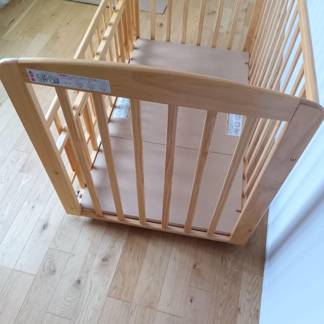 【美品】KATOJI ベビーベッド レギュラーサイズ 木製 キャスター付き