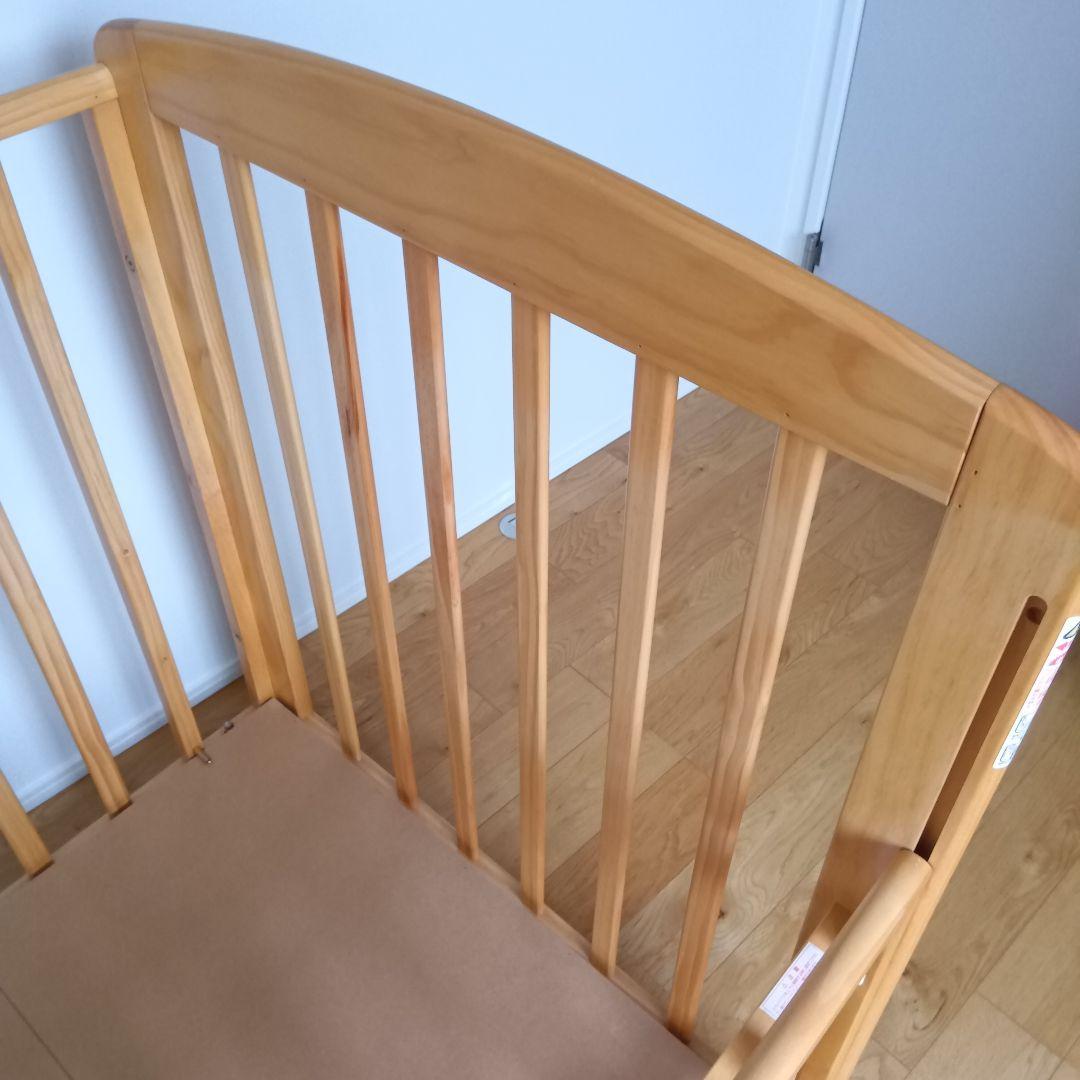 【美品】KATOJI ベビーベッド レギュラーサイズ 木製 キャスター付き