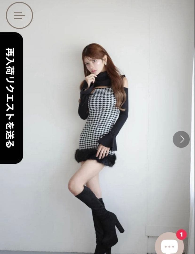 Randy 2wayハウンドトゥースファーミニワンピース