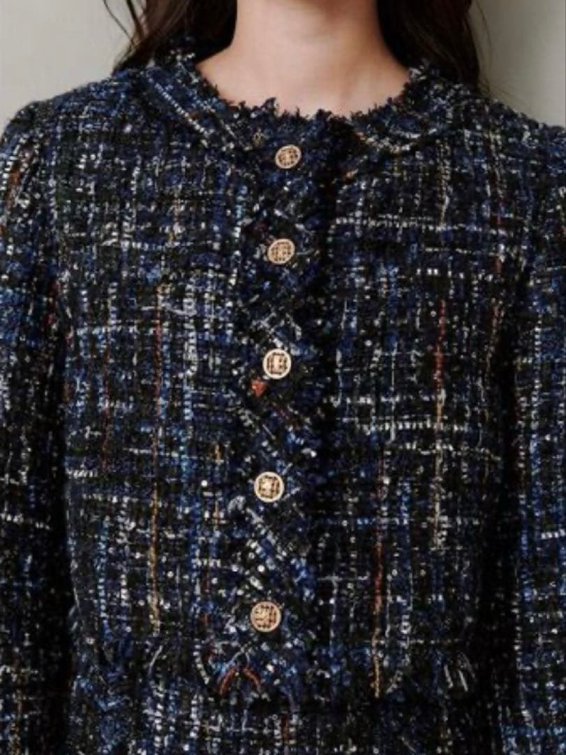 スナイデル　ツイードジャケット　ネイビー　今期　SNIDEL