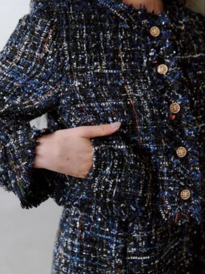 スナイデル　ツイードジャケット　ネイビー　今期　SNIDEL