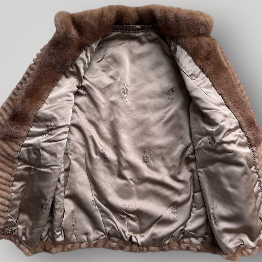 美品 本毛皮 パステルミンク ミンク ファーコート リアルファー クロップド