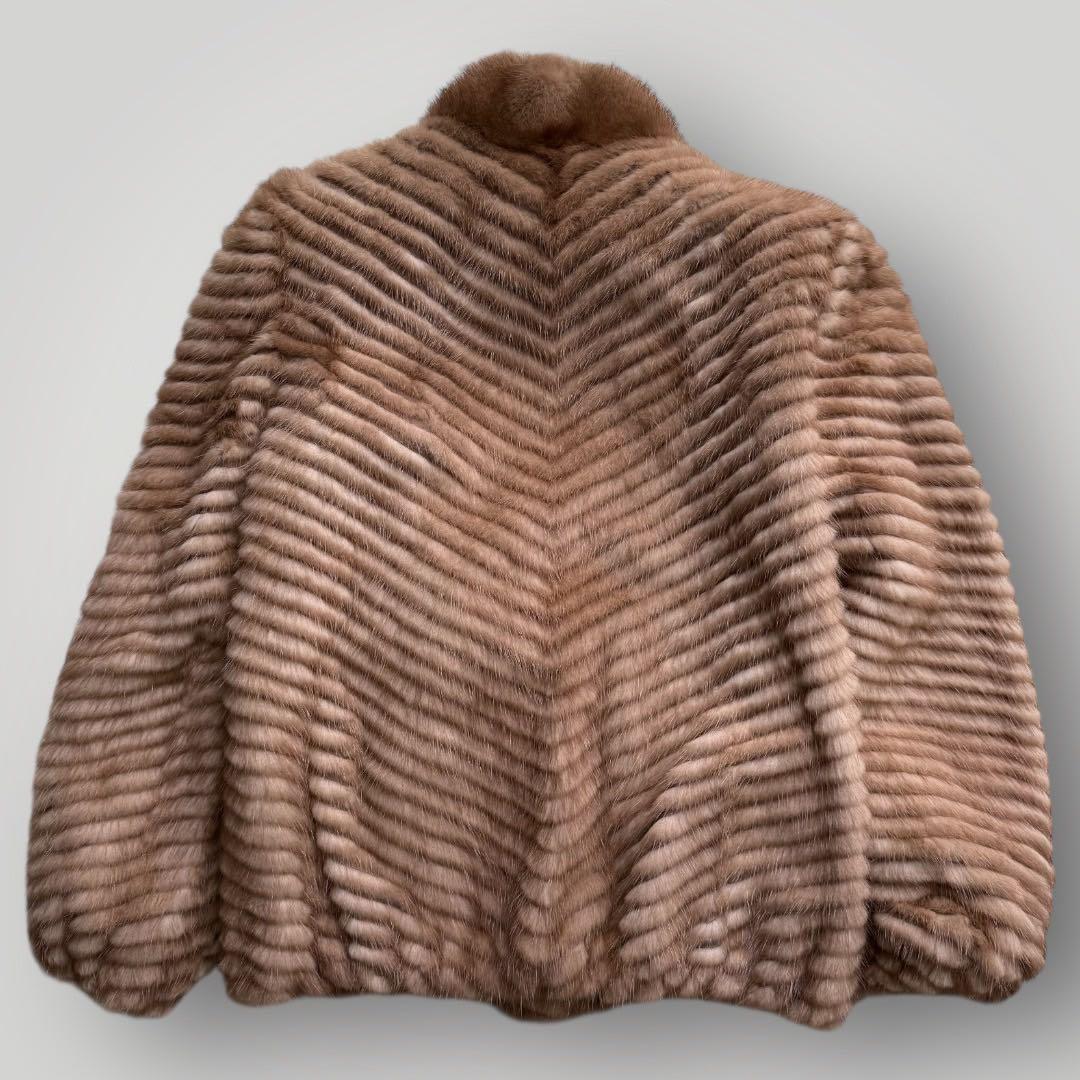 美品 本毛皮 パステルミンク ミンク ファーコート リアルファー クロップド