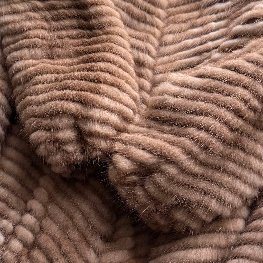 美品 本毛皮 パステルミンク ミンク ファーコート リアルファー クロップド