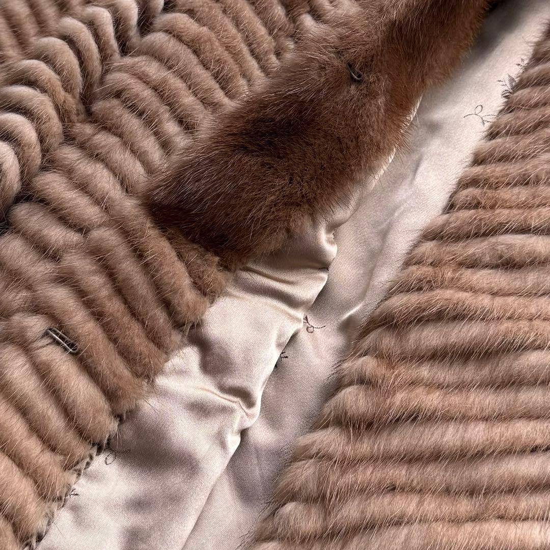 美品 本毛皮 パステルミンク ミンク ファーコート リアルファー クロップド