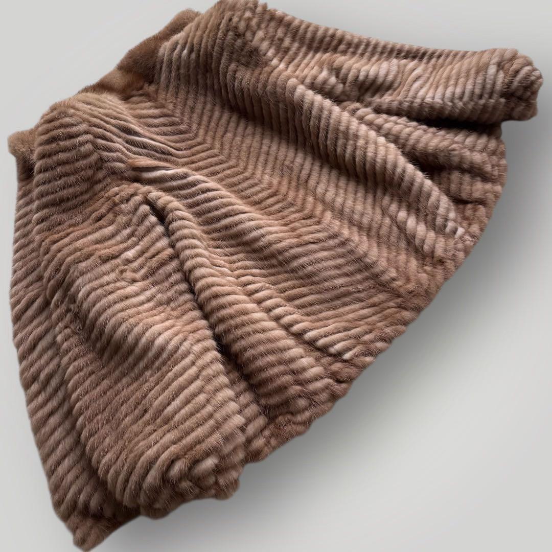 美品 本毛皮 パステルミンク ミンク ファーコート リアルファー クロップド