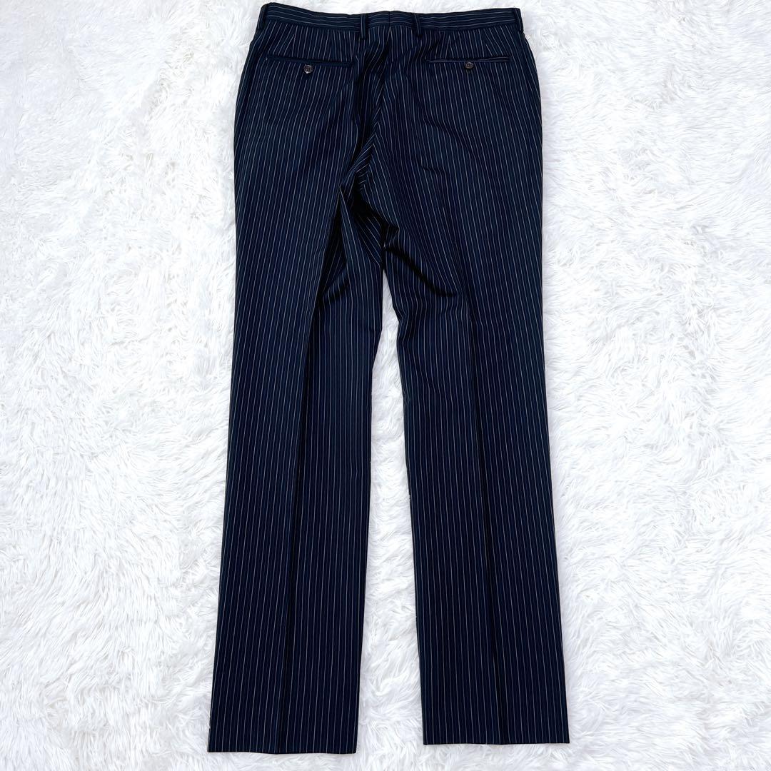✨希少✨ ポールスミス 花柄裏地 スーツ セットアップ 黒 紺 ストライプ L
