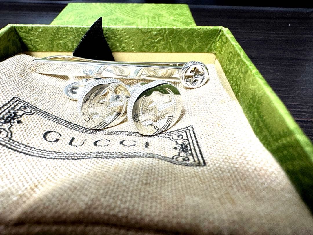 S*h様 【最終値下げ！】GUCCI グッチ カフスネクタイピンセット インター