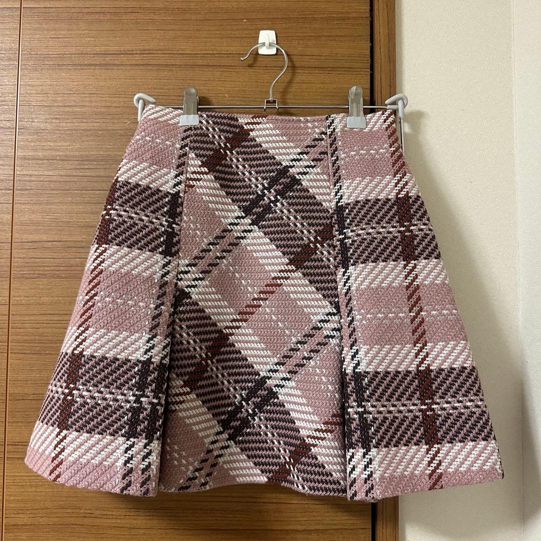 snidel ロービングチェックミニスカート ピンク