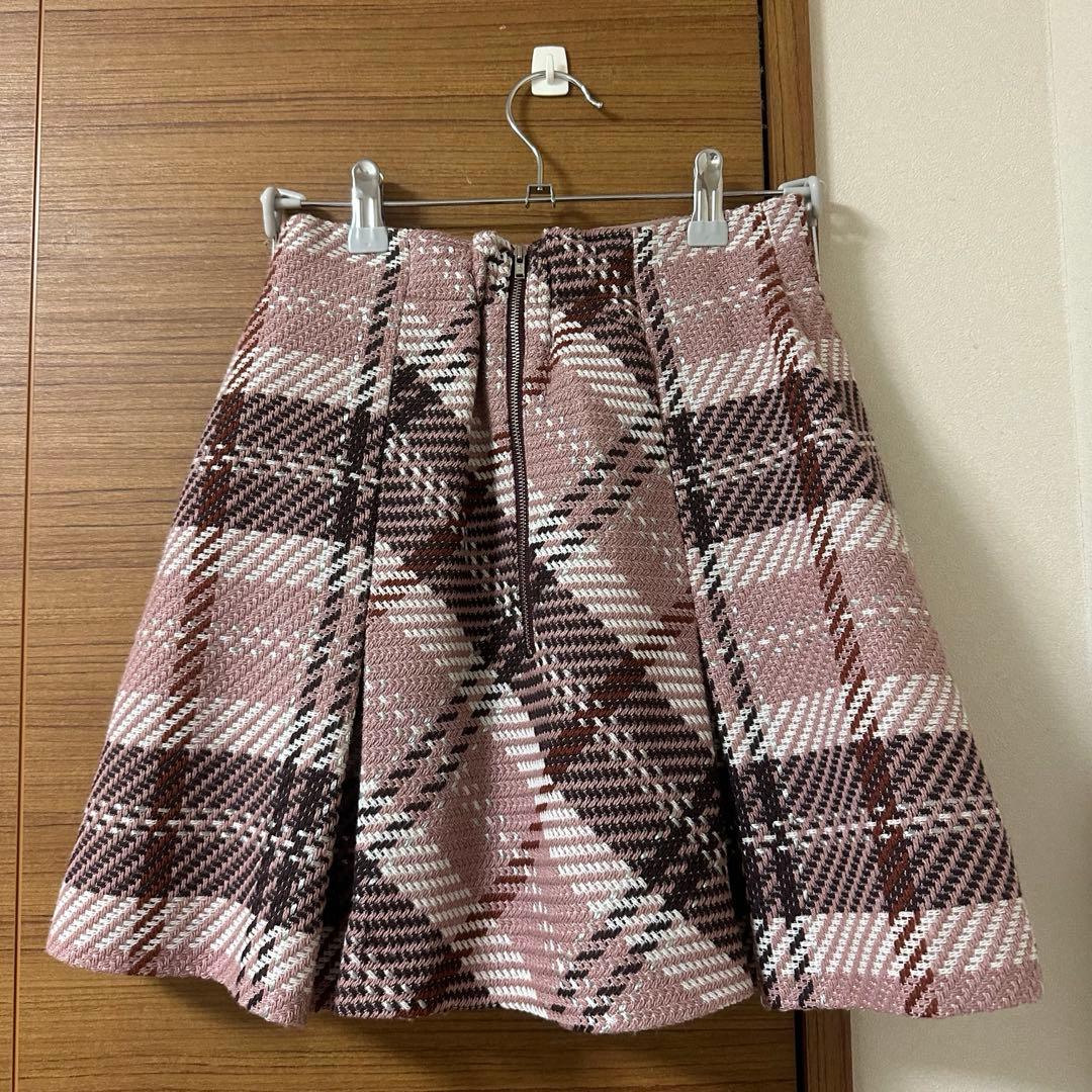 snidel ロービングチェックミニスカート ピンク