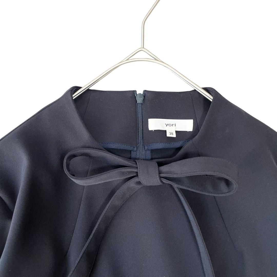 現行✨未使用級✨yori セレモニーリボンブラウス フォーマル ネイビー 38