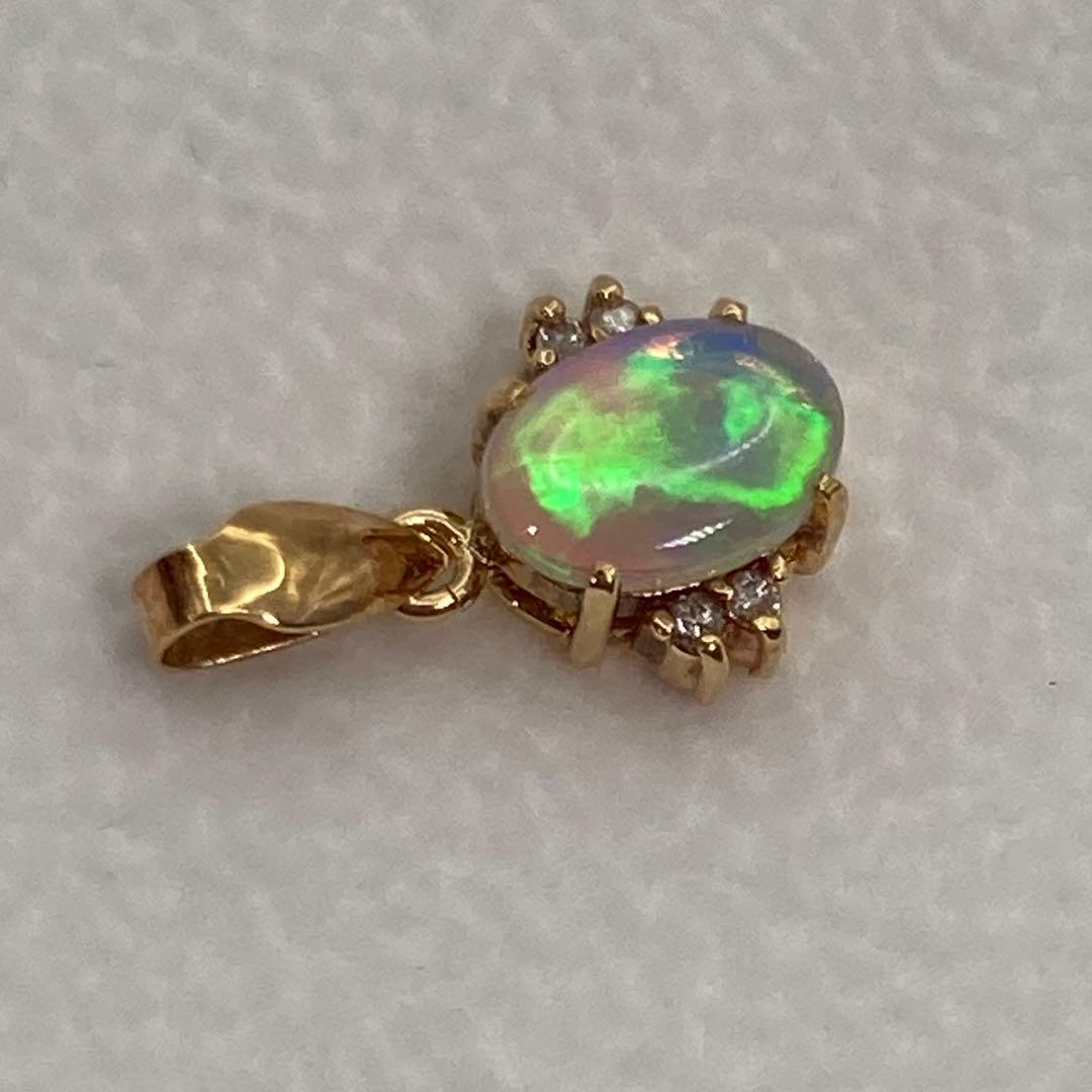 k18 オパール ダイヤ ネックレストップ チャーム ゴールド