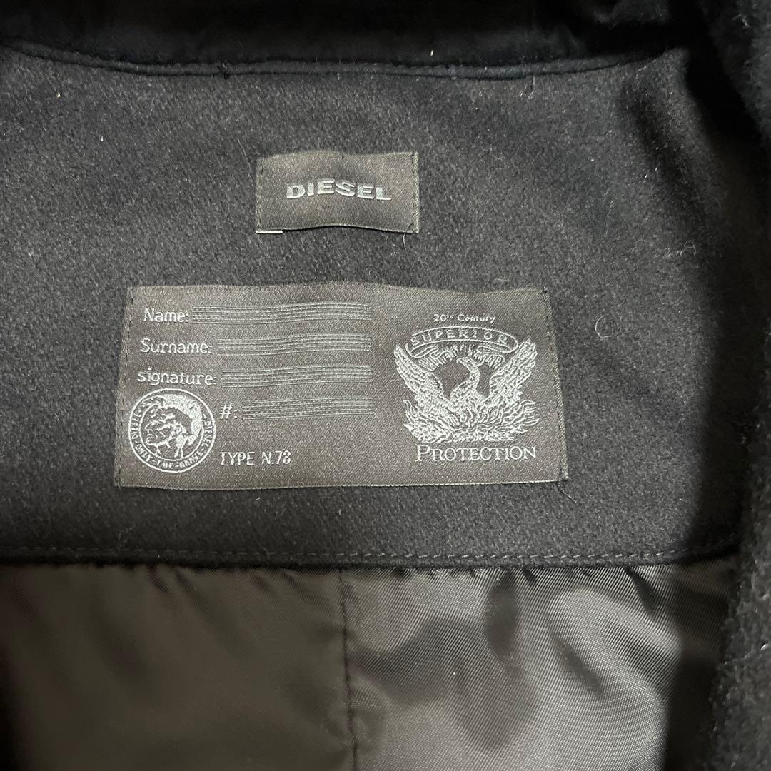 ディーゼル　レザーダッフルコート　黒