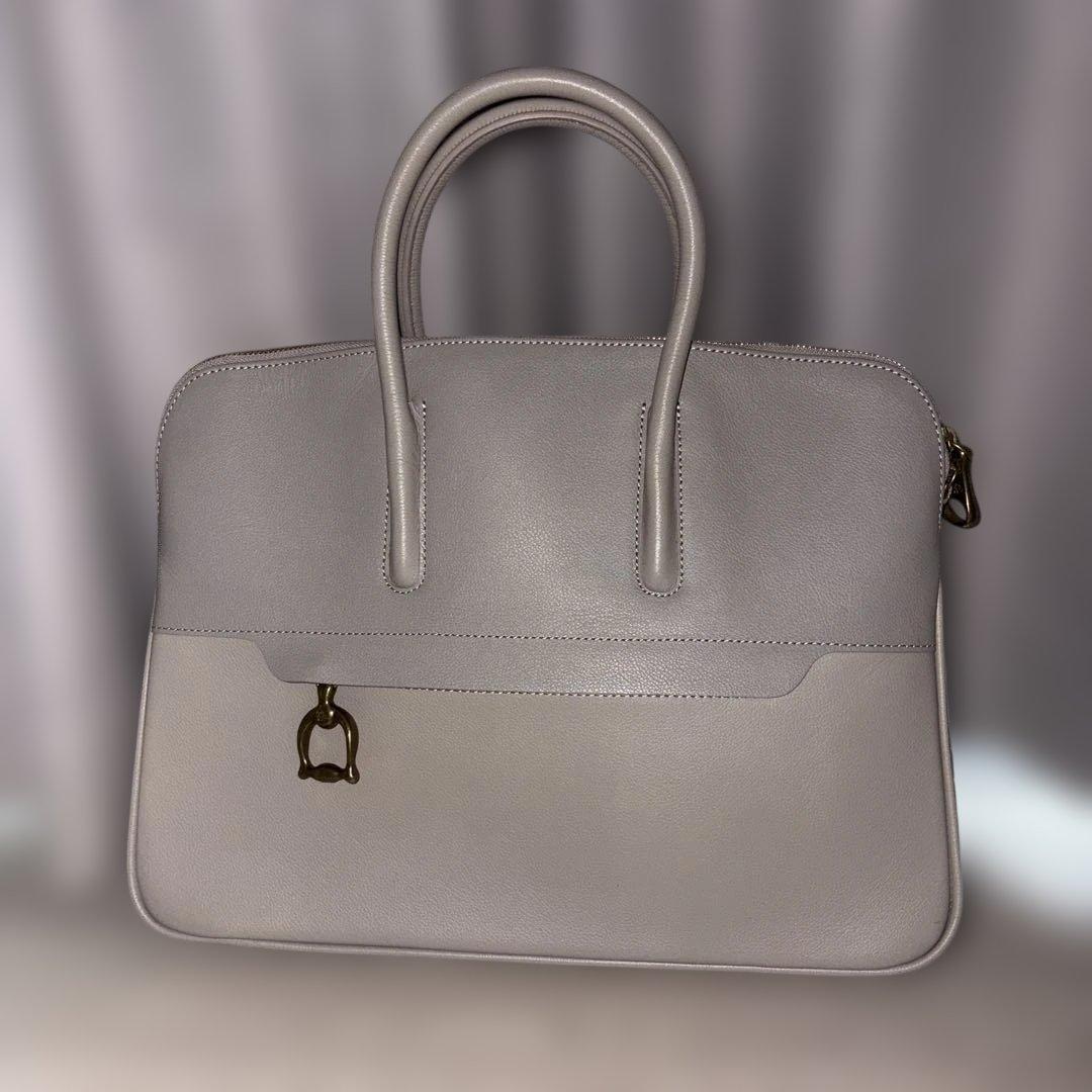 TOFF&LOADSTONE グレー レザービジネスバッグ