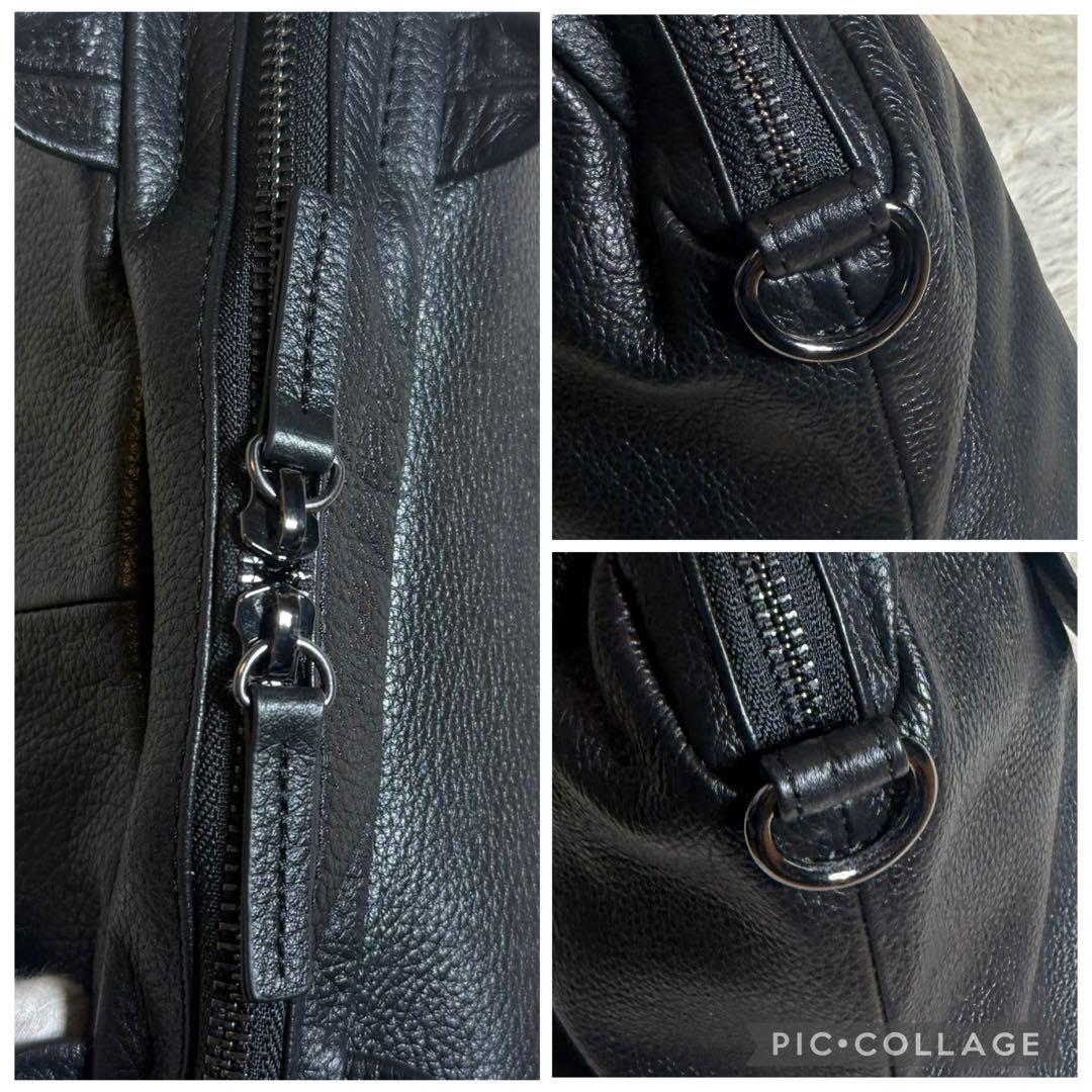 ほぼ未使用 ear PAPILLONNER レザーフラップ2WAYバッグ S 黒