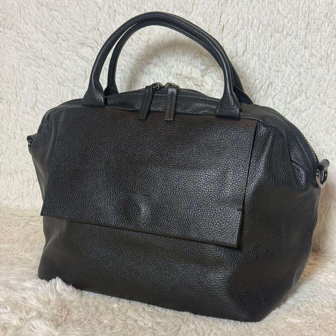 ほぼ未使用 ear PAPILLONNER レザーフラップ2WAYバッグ S 黒